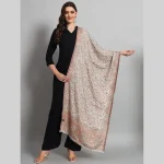 Beautiful White Floral Soft Wool Stole 80"x30" - Image 2