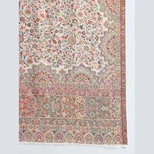 Beautiful White Floral Soft Wool Stole 80"x30" - Image 6