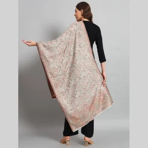 Beautiful White Floral Soft Wool Stole 80"x30" - Image 7