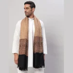 Beige Paisley Shawl Men's Wrap Wool Stole