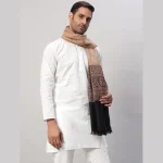 Beige Paisley Shawl Men's Wrap Wool Stole - Image 4