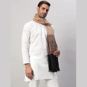 Beige Paisley Shawl Men's Wrap Wool Stole - Image 4