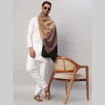Beige Paisley Shawl Men's Wrap Wool Stole - Image 2
