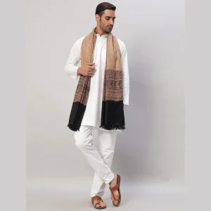 Beige Paisley Shawl Men's Wrap Wool Stole - Image 6
