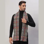 Black & Beige Check Scarves Winter Soft Wool Muffler