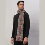 Black & Beige Check Scarves Winter Soft Wool Muffler - Image 3