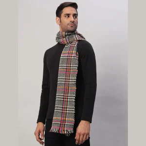 Black & Beige Check Scarves Winter Soft Wool Muffler - Image 3