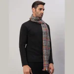 Black & Beige Check Scarves Winter Soft Wool Muffler - Image 4