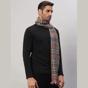Black & Beige Check Scarves Winter Soft Wool Muffler - Image 4