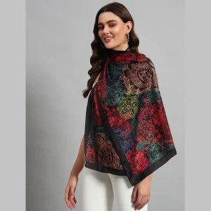 Black Butterfly Print Crepe Silk Scarf Gift for Women's - Image 3