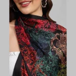Black Butterfly Print Crepe Silk Scarf Gift for Women's - Image 6