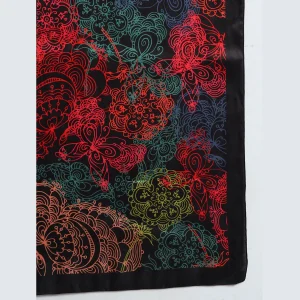 Black Butterfly Print Crepe Silk Scarf Gift for Women's - Image 7