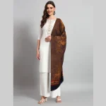 Blue & Gold Deer Stole Women Neck Wrap Wool Scarf - Image 3