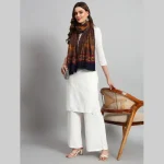 Blue & Gold Deer Stole Women Neck Wrap Wool Scarf