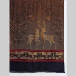 Blue & Gold Deer Stole Women Neck Wrap Wool Scarf - Image 6