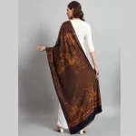 Blue & Gold Deer Stole Women Neck Wrap Wool Scarf - Image 7