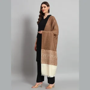 Brown Paisley Soft Wool Shawl For Women's - Image 4