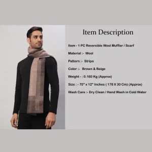 Cashmere Brown & Beige Wool Muffler Gift For Men's - Image 7
