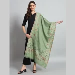 Cashmere Green Floral Scarf Ladies Soft Wool Stole - Image 2