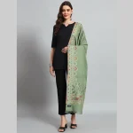 Cashmere Green Floral Scarf Ladies Soft Wool Stole - Image 3