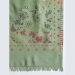 Cashmere Green Floral Scarf Ladies Soft Wool Stole - Image 6
