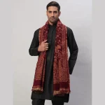 Cashmere Maroon Paisley Winter Wool Shawl