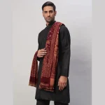 Cashmere Maroon Paisley Winter Wool Shawl - Image 4