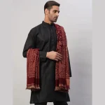 Cashmere Maroon Paisley Winter Wool Shawl - Image 3