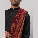 Cashmere Maroon Paisley Winter Wool Shawl - Image 6