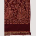 Cashmere Maroon Paisley Winter Wool Shawl - Image 7
