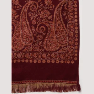Cashmere Maroon Paisley Winter Wool Shawl - Image 7