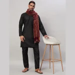 Cashmere Maroon Paisley Winter Wool Shawl - Image 2