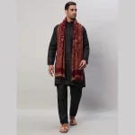Cashmere Maroon Paisley Winter Wool Shawl - Image 5