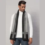 Cashmere Striped Design Neck Wraps Grey Muffler