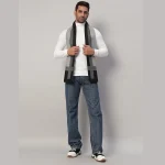Cashmere Striped Design Neck Wraps Grey Muffler - Image 5