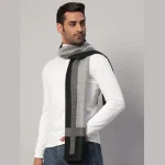 Cashmere Striped Design Neck Wraps Grey Muffler - Image 3