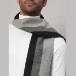 Cashmere Striped Design Neck Wraps Grey Muffler - Image 6