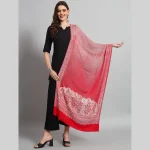 Cashmere Warm Scarf Wool Shawl Luxury Red Floral Stole - Image 2