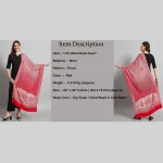 Cashmere Warm Scarf Wool Shawl Luxury Red Floral Stole - Image 8