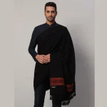 Cashmere Wrap Solid Black Lohi Men's Luxury Shawl