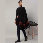 Cashmere Wrap Solid Black Lohi Men's Luxury Shawl - Image 2