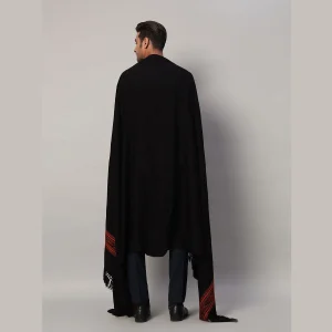 Cashmere Wrap Solid Black Lohi Men's Luxury Shawl - Image 8