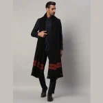 Cashmere Wrap Solid Black Lohi Men's Luxury Shawl - Image 3