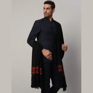Cashmere Wrap Solid Black Lohi Men's Luxury Shawl - Image 5
