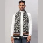 Fashion Black Fair Isle Muffler Men's Soft Woolen Scarf