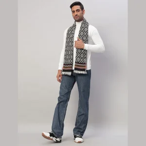Fashion Black Fair Isle Muffler Men's Soft Woolen Scarf - Image 5