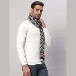 Fashion Black Fair Isle Muffler Men's Soft Woolen Scarf - Image 4