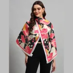 Fashion Crepe Silk Wrap Scarf Leaf Print Neckerchief