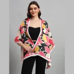 Fashion Crepe Silk Wrap Scarf Leaf Print Neckerchief - Image 2
