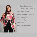 Fashion Crepe Silk Wrap Scarf Leaf Print Neckerchief - Image 8